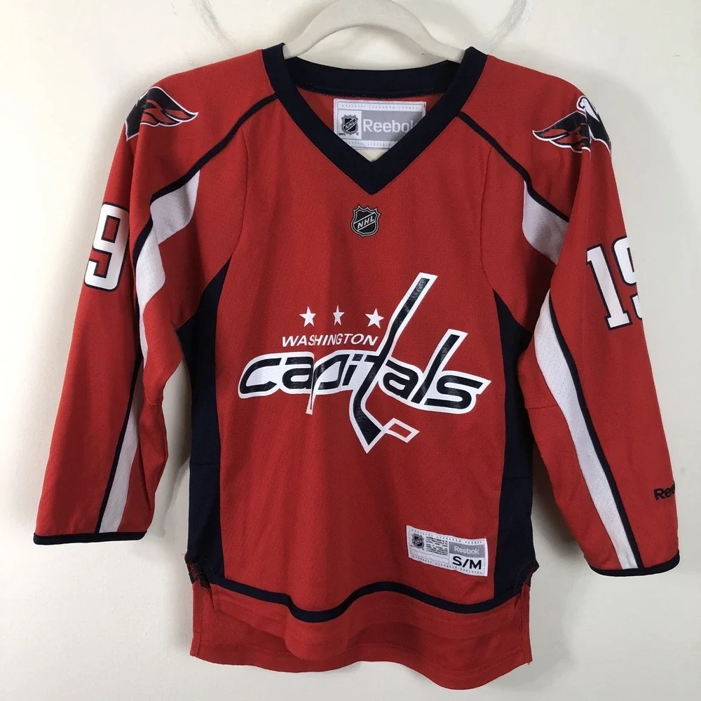 Reebok Premier NHL Washington Capitals Backstrom #19 Hockey Jersey Youth S/M Red